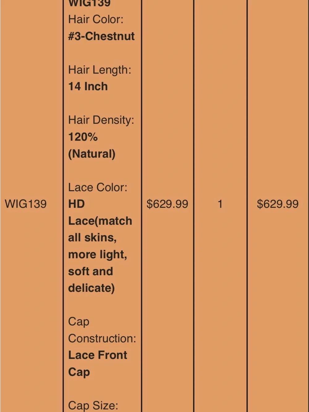 Lace Front Straight 14” human hair wig in chestnut - Wigshe 139